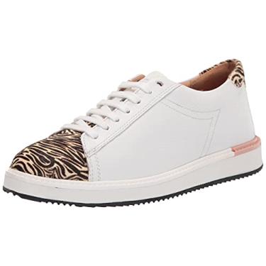 Imagem de Hush Puppies Tênis feminino Sabine, Couro branco/zebra, 7.5