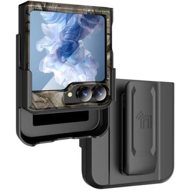 Imagem de Combo de capa e clipe de cinto Rizz para celular Samsung Galaxy Z Flip 6, capa híbrida robusta Nakedcellphone [com proteção de painel de dobradiça oculta] e suporte giratório para coldre Z Flip6 -