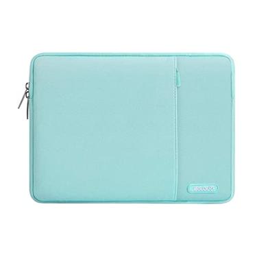 Imagem de Capa MOSISO para laptop de 15, 15,6 e 16 polegadas, compatível com MacBook Pro 16 M4, M3, M2 e M1, notebook HP, Acer, Dell, Lenovo, ASUS, bolsa vertical de poliéster com bolso, azul-menta