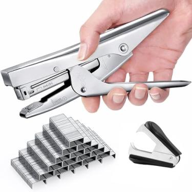 Imagem de Conjunto de grampeador resistente com 1000 grampos e removedor de grampos, 20 folhas, escritório, trabalho, estudante, professor, grande capacidade, sem atolamento, padrão profissional 24/6 metal