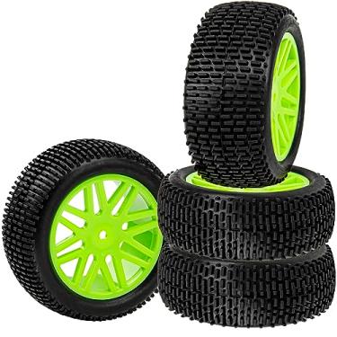 Imagem de HIRCQOO 12mm Hex Wheel Rims & OD 88mm/3.46" Rubber Tires with Foam Front and Rear Wheel for Redcat HPI HSP ExceedRC 1/10 Scale Off Road Buggy