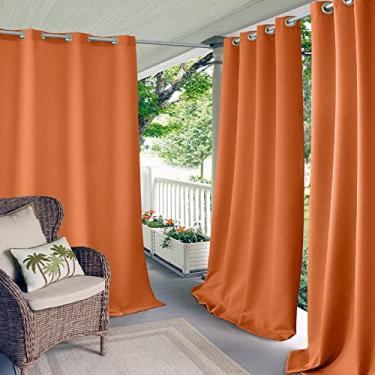 Imagem de Elrene Home Fashions Connor Cortina lisa para pátios, varandas, decks e mais, (laranja), (132 x 213 cm)
