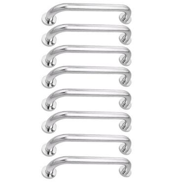 Imagem de Kit 8 Uni. Alça Apoio Banheiro Barra Inox 30cm Idoso Cadeirante Defici