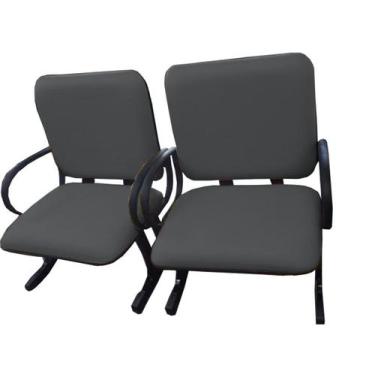 Imagem de 02 Cadeiras para Escritório para Obesos até 250kg Cinza - Design Offic