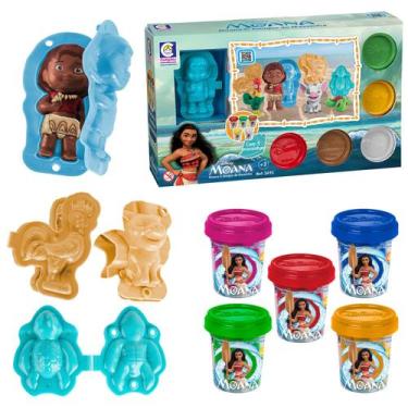 Imagem de Brinquedo Moana E Amigos Massinha Filme Disney 5 Potes De Massa Atóxic