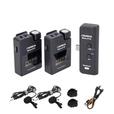 Imagem de COMICA Microfone sem fio BoomX-DUC2 2.4G para iPhone 15/16 Pro/Pro Max, microfone de lapela duplo de lapela com 2 transmissores, microfone Lav para celular USB tipo C, podcast, gravação no YouTube,
