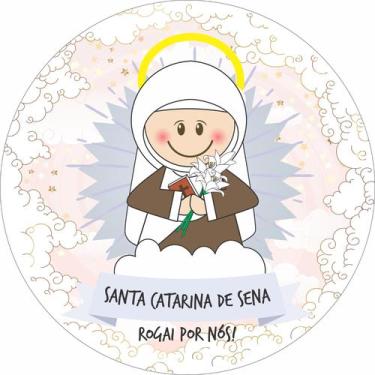 Imagem de Painel de Lona Redondo Santinhos Católicos Santa Catarina de Sena - Fa