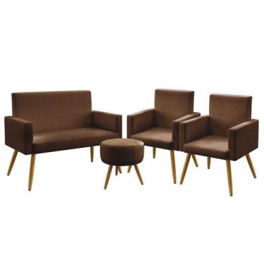 Imagem de Kit Poltrona Namoradeira e 2 Poltronas Estofada Para Sala De Estar Nin