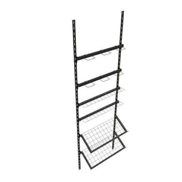 Imagem de Kit Expositor de Calçados de Parede Cremalheira com Prateleira em Tela