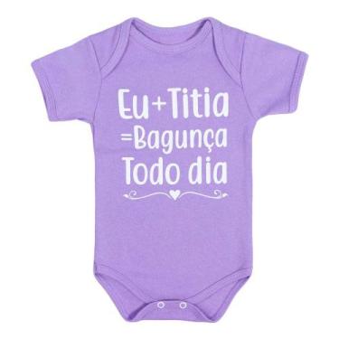 Imagem de Body curto lilás estampa eu+titia para bebê - Era Uma Vez, 6-9M