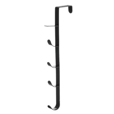 Imagem de HARFINGTON Ganchos verticais sobre a porta de metal para pendurar bolsas e toalhas sobre a porta com 5 ganchos para banheiro atrás da porta, preto