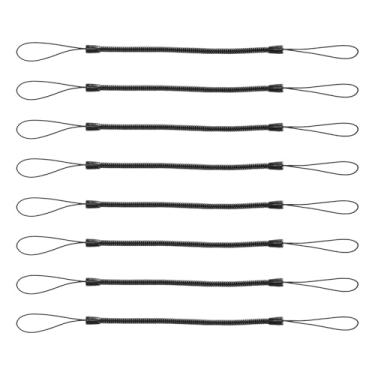 Imagem de PEUTIER 8 pçs cordão de bobina elástica para canetas sensíveis ao toque, cordão retrátil anti-perda de mola para caneta de desenho de corda para tablet tela sensível ao toque (preto), Preto, M