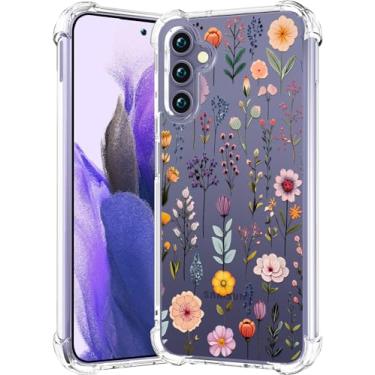 Imagem de CCFUNCASE Compatível com Samsung Galaxy S24 / S25 Capa transparente fofa para mulheres - Capas de telefone robustas Funda Capa protetora (flores rosas florais plantas)