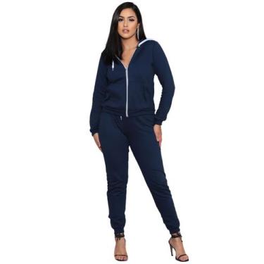 Imagem de Conjunto de moletom feminino Canguru Agasalho Blusa e calça de frio - 