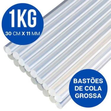 Imagem de Bastão Cola Quente Grossa Branca Pacote Com 1 Kg 11mm x 30cm - 1KG Col