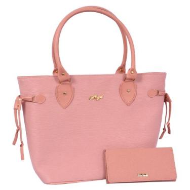 Imagem de Kit Bolsa Feminina Grande ombro + Carteira - Aryel, Rosa