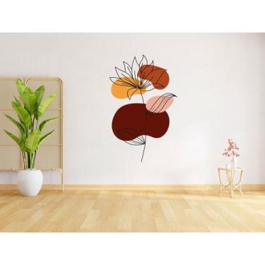 Imagem de Adesivo De Parede Flores Tons Terrosos Decoração Quarto Sala - Adesivo