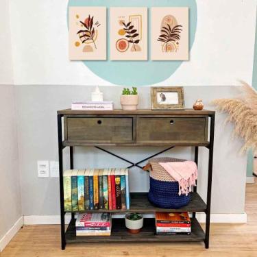 Imagem de Aparador de Ferro e Madeira Style Industrial Uno com Gaveta Tabaco e P