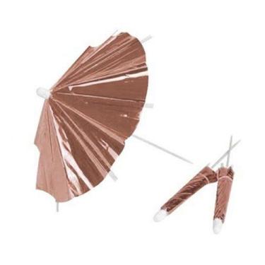 Imagem de Palito para decoração Guarda Chuva Rose Gold- 12 un - 10 cm -  Silver 