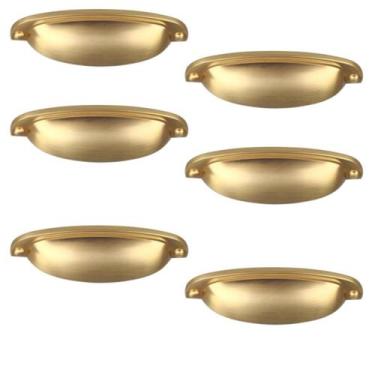 Imagem de Kit 6 Puxador Concha Paris Dourado Escovado Para Gaveta - RENNA
