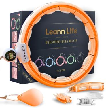 Imagem de Leann L!fe u5-16 nós com contador, u5 bambolê silencioso e inteligente para adultos para perda de peso aro infinito plus size, exercícios de fitness ao ar livre em casa, toner abdominal, (ci