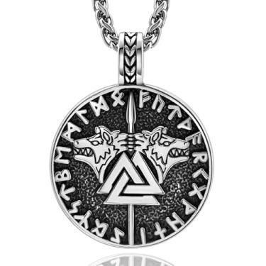 Imagem de Hoyazvet Colar nórdico viking Mjolnir Runes para homens, vintage dragão amuleto mitologia nórdica joia Valknut, com caixa de presente, Aço inoxidável, Sem Pedra Preciosa