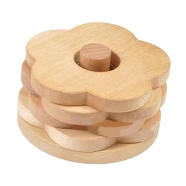 Imagem de IEUDNS Porta-copos de madeira em formato de flor, almofada para caneca de chá, presentes de inauguração, porta-copos para bebidas com suporte para bar, mesa, Faia