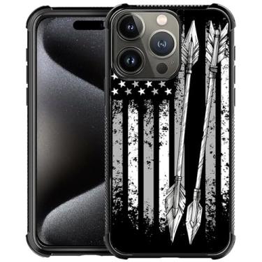 Imagem de Goodsprout Capa compatível com iPhone 16 Pro Max, bandeira americana tiro com arco e flecha, design incrível à prova de choque, antiarranhões, capa traseira rígida de policarbonato para iPhone 16 Pro