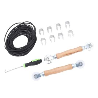 Imagem de Kit de Reparo de Estrias de Tela de Janela, Kit de Reparo de Estrias de Tela, Rolo de Nylon de Aço 32,8 Pés Estriado 8 Peças de Gancho de Remoção de Clipes, Porta de Janela 5 Em