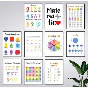 Imagem de Kit 10 Quadros Pedagogicos Escola Brinquedoteca Matematica - CAMALEÃO 