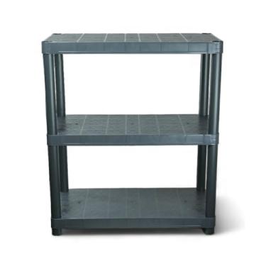 Imagem de NTK, Estante Multiuso 3 Prateleiras Estrutura Plástica 67,1 x 51,5 Ideal para Escritório Garagem e Área de Serviço, Cinza