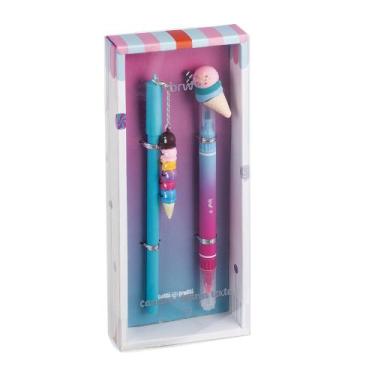 Imagem de Caneta Esferográfica Divertida 0.7mm c/10 Cores + Marca-Texto Duplo Tu