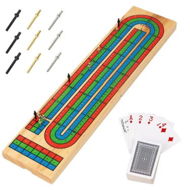 Imagem de Conjunto de jogos de tabuleiro Cribbage FUNPENY Traditional Wood com cartas