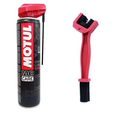 Imagem de Lubrificante Corrente Moto Motul C2 +Plus Chain Lube Street Rua Motoboy Urbano - Spray 400 Ml + Escova de Limpeza