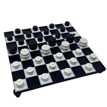 Imagem de Conjunto de damas de plástico resistente para cegos e deficientes visu