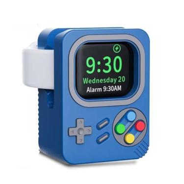 Imagem de Hygge Living Suporte de carregador criativo iWatch para Apple Watch SE, séries 10, 9, 8, 7, 6, 5 e 4, suporte de carregamento de silicone estável, design de console de jogos, suporta modo criado-mudo