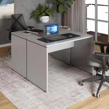 Imagem de Mesa Escritório 2 Lugares 1,10m x 1,40m Pés Painel F5 Office - F5 Offi