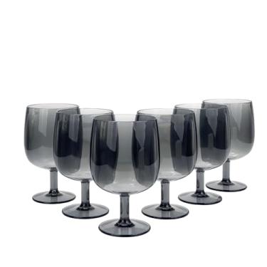 Imagem de Yanglonghui Conjunto de 6 taças de vinho de plástico de 350 ml, taças de vinho acrílicas inquebráveis, reutilizáveis de plástico colorido, empilháveis, seguras para lava-louças, livre de BPA, ideal
