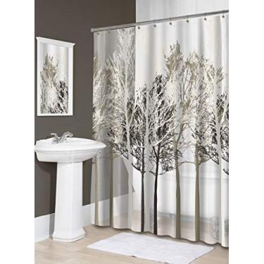 Imagem de Splash Home Forest PEVA 5G Plástico premium, forro leve com 12 furos de ilhós de metal à prova de ferrugem 177,8 cm x 182,88 cm Cortinas de chuveiro impermeáveis resistentes para banheiro, 180 x 182