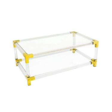 Imagem de Mesa de Centro Metal Dourado Fino Design Acrilico Luxo