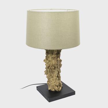 Imagem de Abajur Madeira Rustico Base Preta Quadrada Cúpula Redonda