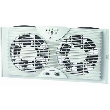 Imagem de Holmes Ventilador de janela dupla com lâmina dupla de 20 cm com controle de termostato LED de um toque