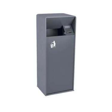 Imagem de Lixeira para Área Externa Lixeira externa de metal quadrado cinza 19L/40L com abertura lateral, lixeira comercial moderna com cinzeiro Lixeira para Área Externa(Grande)