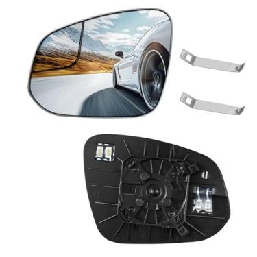 Imagem de SYKRSS Espelho de vidro aquecido do lado esquerdo do motorista compatível com espelhos Toyota RAV4 2016 2017 2018 lado esquerdo do motorista espelho retrovisor de vidro plano LH com placa traseira