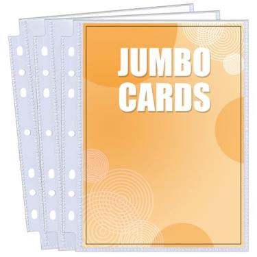 Imagem de Pacote com 50 capas para cartões jumbo para fichários A5 3/6, folhas de carregamento superior ultra transparentes de 15 x 21 cm, design de dupla face com 100 bolsos, protetores de cartão grandes