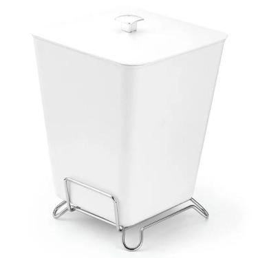 Imagem de Lixeira Quadrada 7 Litros Com Suporte Aramado Interno Banheiro Lavabo 