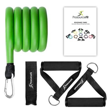 Imagem de ProsourceFit Bandas de resistência empilháveis simples com âncora de porta e guia de exercícios, 2,2 a 3,6 kg, tubo de fitness resistente para exercícios de corpo inteiro e exercícios em casa, verde, 122 cm