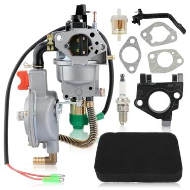 Imagem de AUTOKAY Kit de conversão de carburador de combustível duplo LPG NG para gerador de gasolina 4,5-5,5KW GX390 188F Carburador com filtro de ar e isolador espaçador