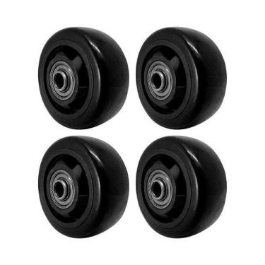 Imagem de Kit 4 un roda pvc preto 3 pol 80kg p/ rodízio - AJAX