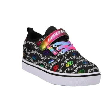 Imagem de HEELYS Tênis feminino Pro 20 X2 (criança pequena/adulto) com salto com rodas, Preto/Branco/Arco-íris, 13 Little Kid